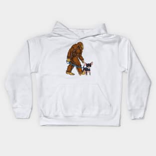 Funny Bigfoot Sasquatch Walking Chihuahua Kids Hoodie